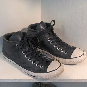 Black High-Top Canvas Sneakers - Unbranded